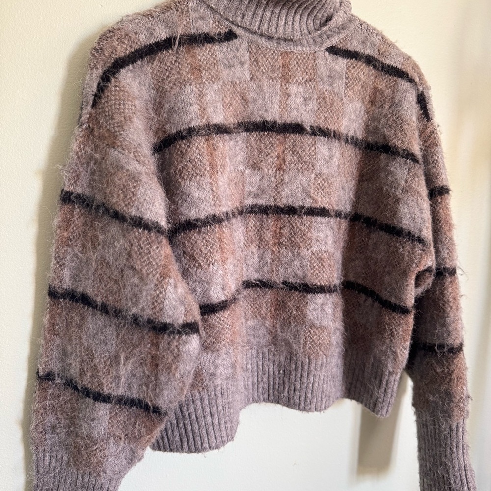 RD Style Plaid Turtleneck Sweater in Brown and Black - Picture 5 of 5